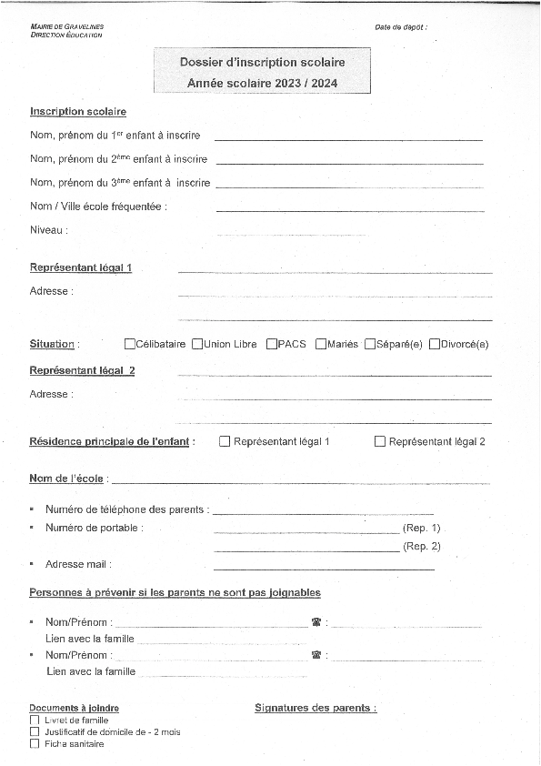 Inscriptions scolaires | Gravelines